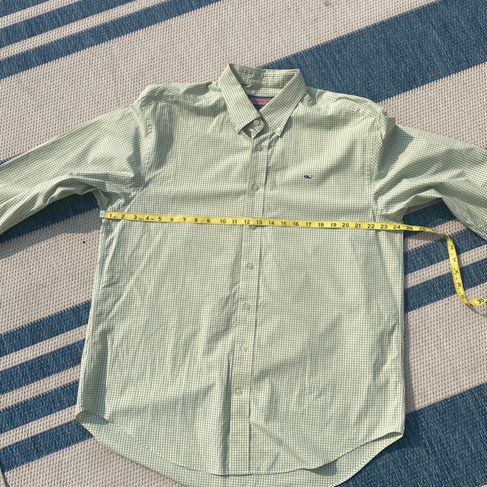 vineyard vines blue/green over pale yellow check logo Button-down Tall! - Picture 4 of 12